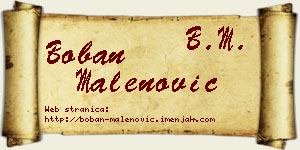 Boban Malenović vizit kartica